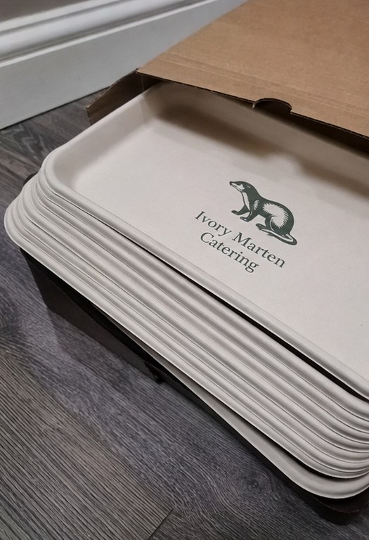 Food trays with logo — customer photo
